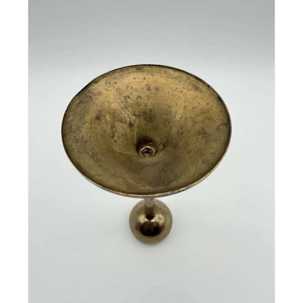 Brass Tulip Cup Graduated Taper Candle Holders Mid Century Modern MCM Set of 5